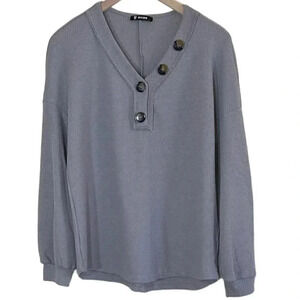 2/$30 BTFBM Women’s Gray Waffle Knit Long Sleeve Top L